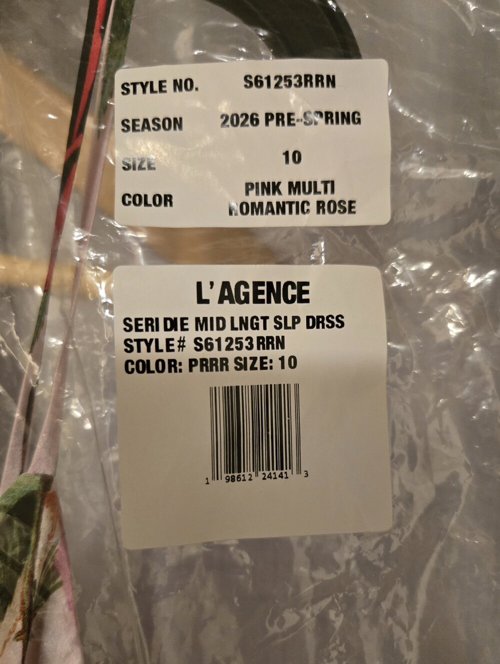 L'agence Seridie Silk Slip Dress, Pink Multi Romantic Rose Size 10 - Picture 3 of 6
